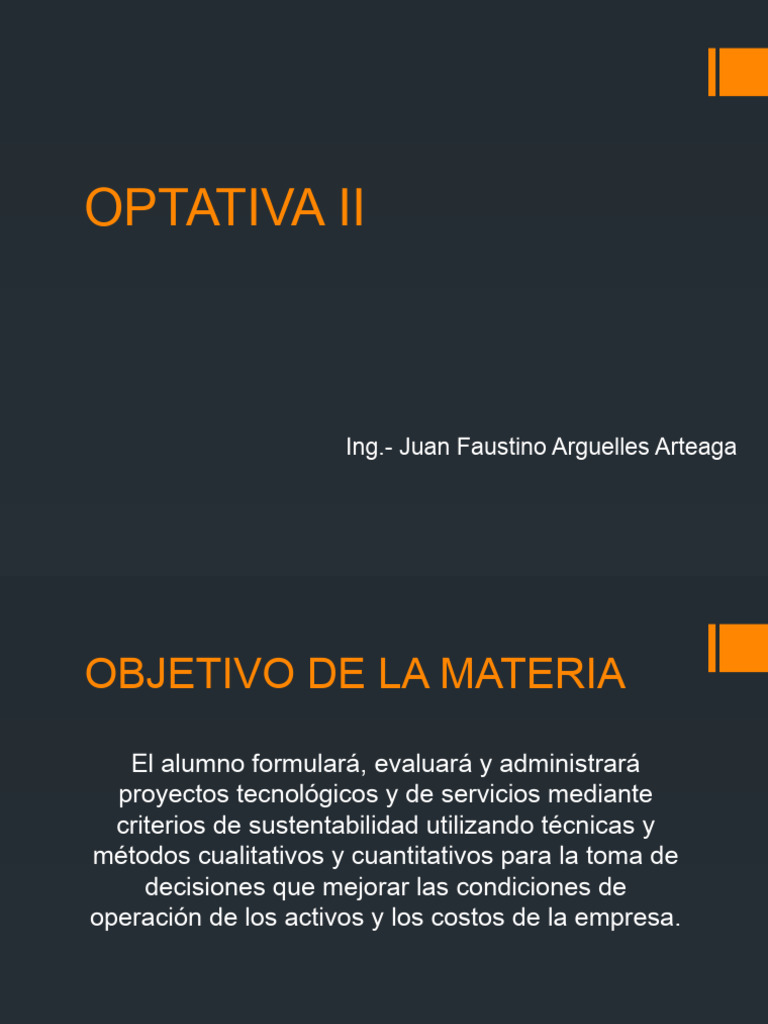 Materia Optativa II: Proyectos y Negocios | PDF | Tasa interna de ...