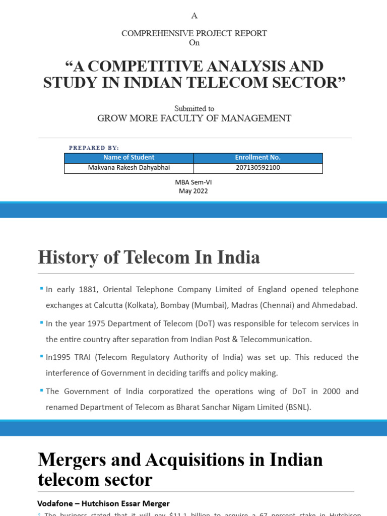 A Competitive Analysis And Study In Indian Telecom Sector Grow More
