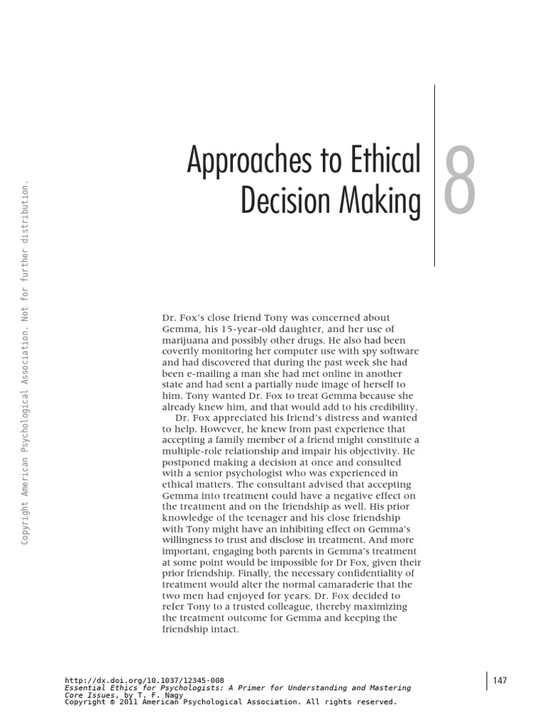 Ch.8 Approaches To Ethical Decision Making | PDF