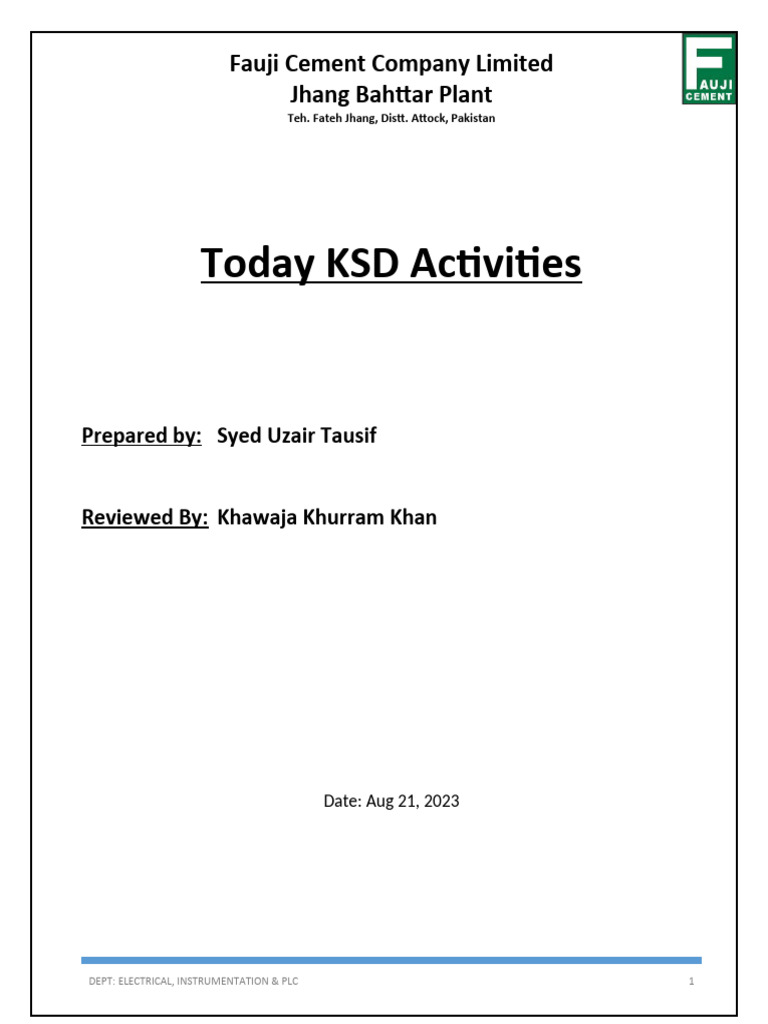 Today's KSD Activities Report | PDF