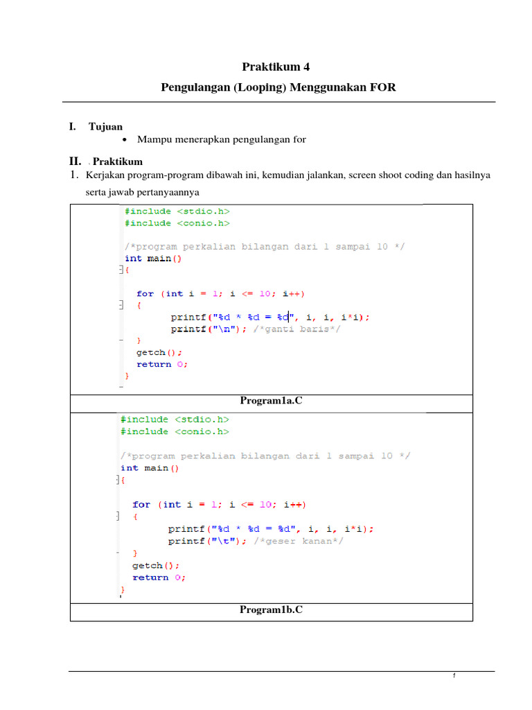 Modul4-Looping Dengan For | PDF | Metode & Bahan Ajar | Komputer