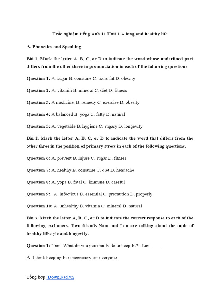 Trac nghiem tieng anh 11 unit 1 pdf dieting
