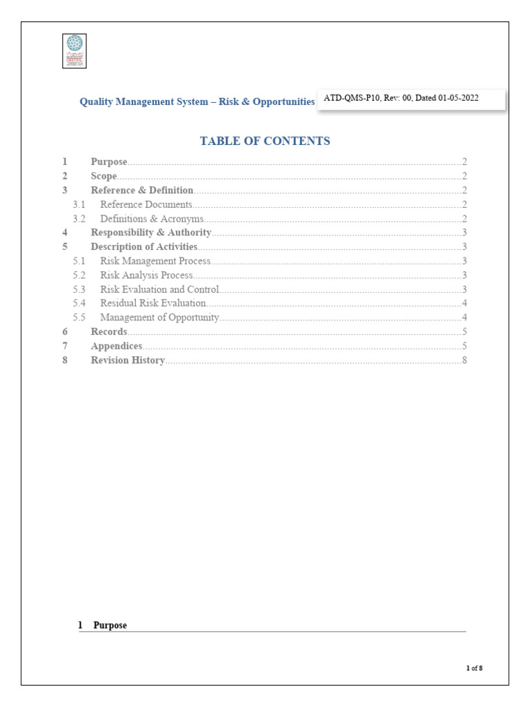 Risk Management for QMS | PDF | Business | Finance & Money Management