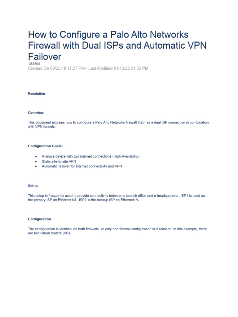 Dual ISP VPN Failover Configuration Guide | PDF | Computers