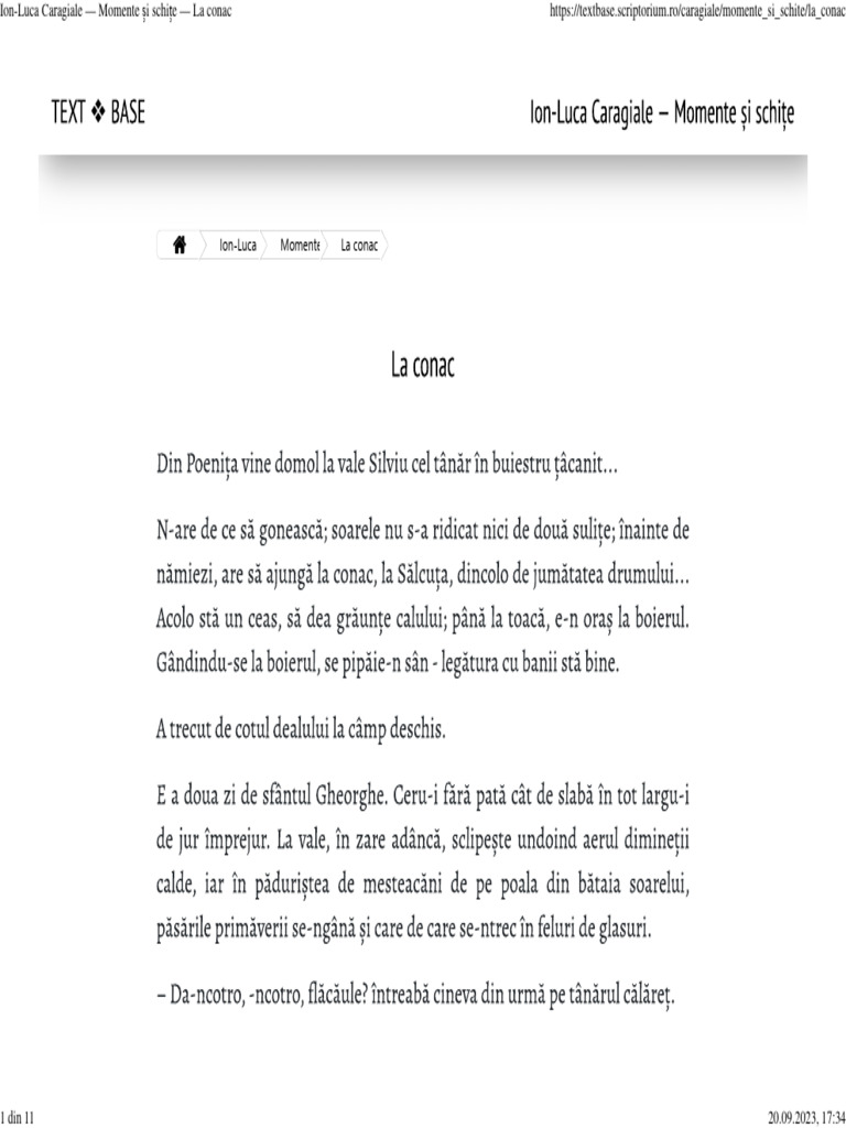 La Conac I L Caragiale Momente Si Schite Caragiale - La Conac | PDF