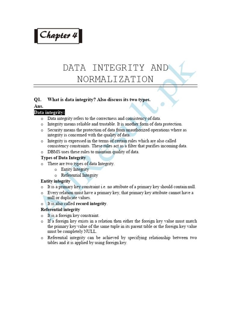 Data Integrity and Normalization Guide | PDF