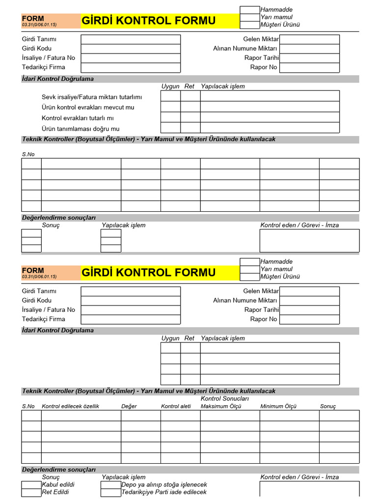 0331 Girdi Kontrol Raporu | PDF
