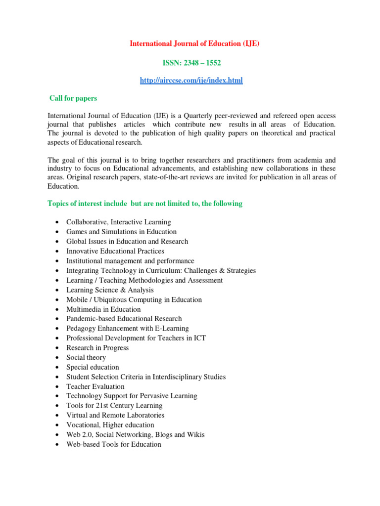 International Journal of Education (IJE) | PDF