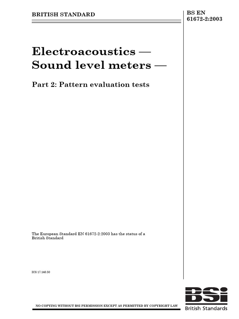Bs en 61672 2 2003 sound level meters pattern evaluation tests pdf