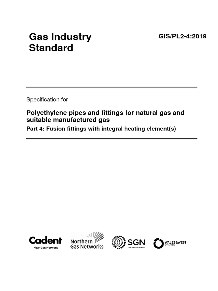 pl2 Part 4 Polyethylene Pipes and Fittings For Gas Part 4 Fusion ...