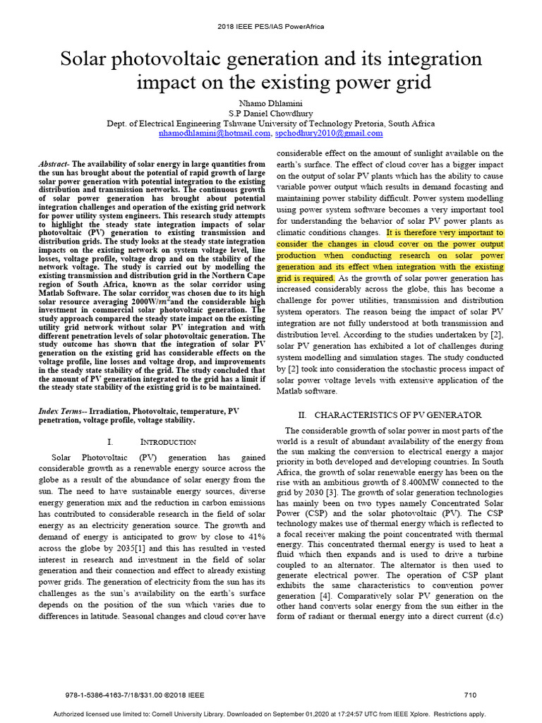Impact of Solar PV on Power Grid Stability | PDF | Solar Power ...