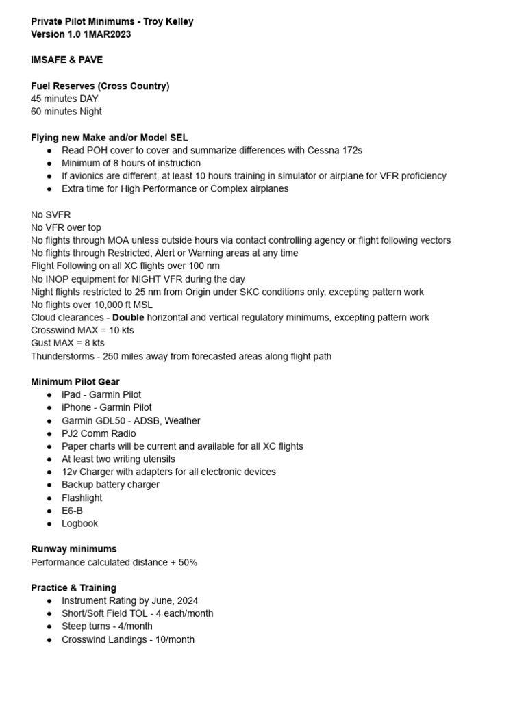 Faa Developing Personal Minimums