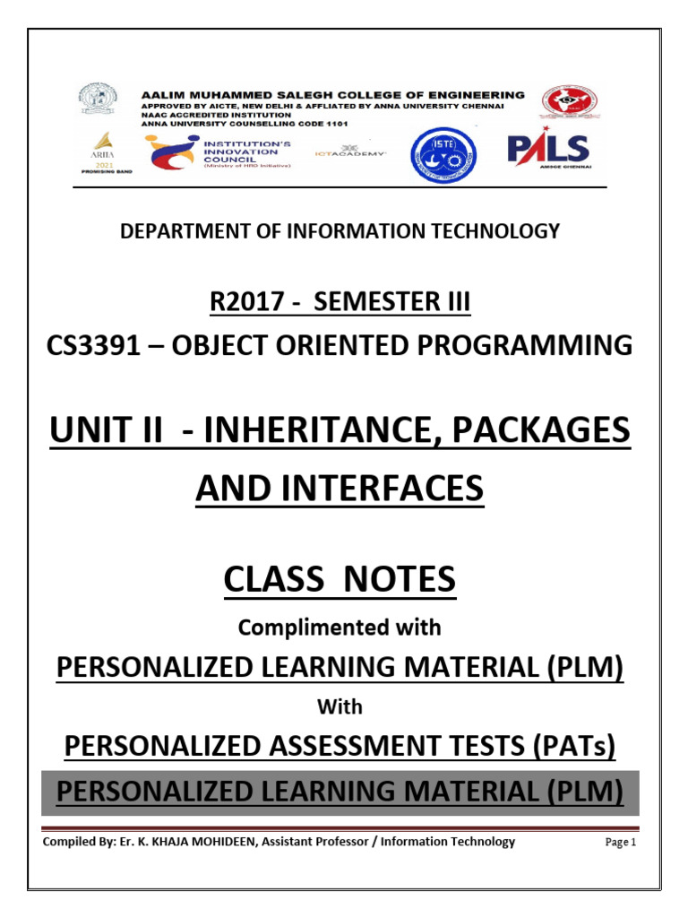cs3391 Oop Unitiinotesfinal 230308123202 2b3baa98 | PDF