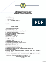 Bibliografia Tematica Și Probele de Concurs Pentru Postul de Medic Specialitatea Stomatologie Generală