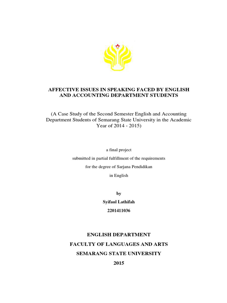 Affective Issues in Speaking Faced by English and Accounting Department ...