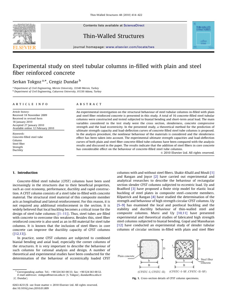 Steel Tubular Columns with Fiber Concrete | PDF | Strength Of Materials ...