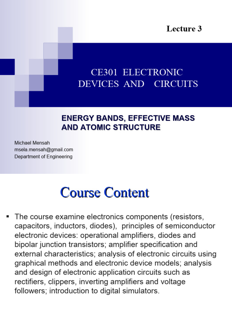 Lecture 3 Atomic Structure | PDF | P–N Junction | Semiconductors