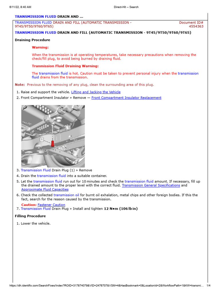 Equinox Automatic Trans Drain and Fill 9T50 PDF