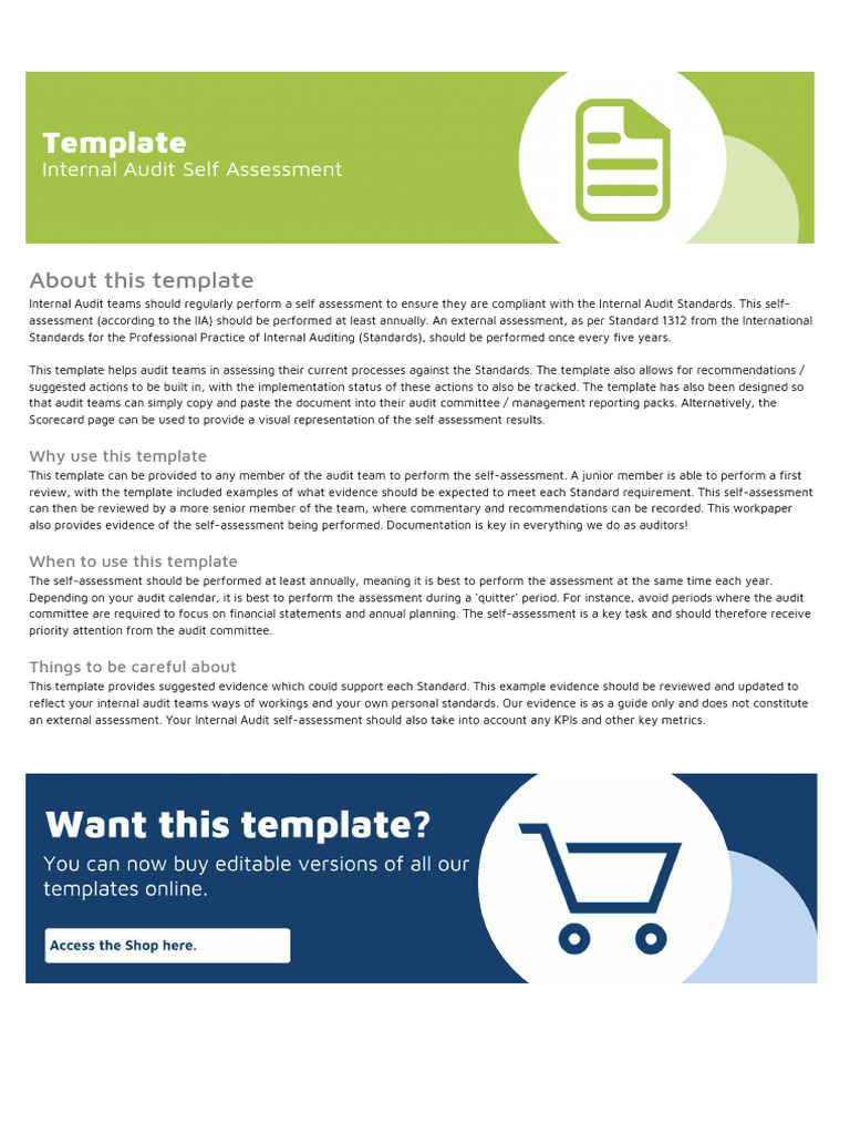 Internal Audit Self-Assessment Template | PDF