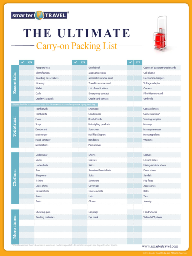 Ultimate Carry-On Packing Checklist | PDF | Clothing | Sweater