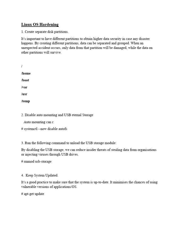 Linux OS Hardening Checklist | PDF