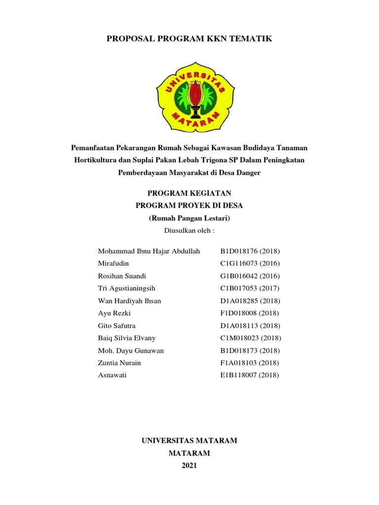 Proposal KKN Tematik Desa Danger | PDF