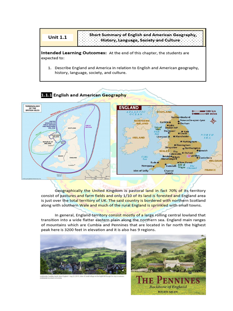 England and America: Geography Overview | PDF | Kingdom Of England ...