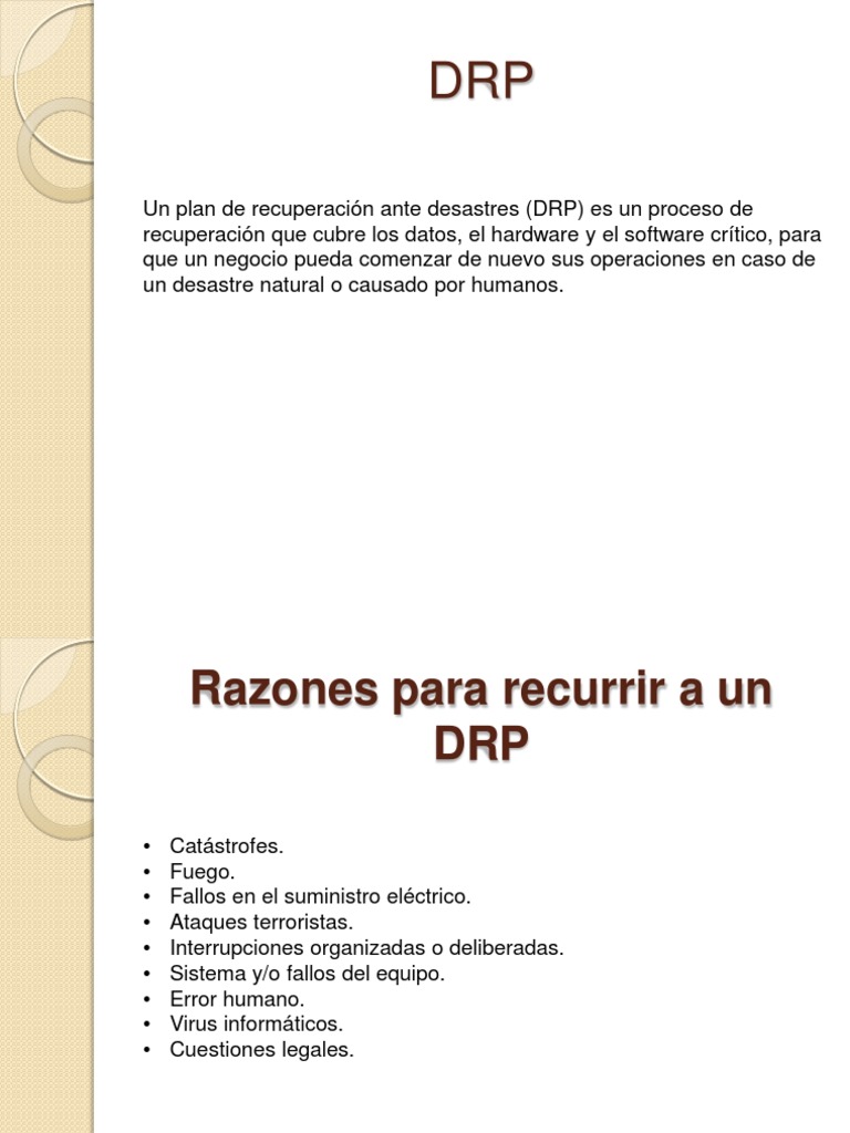 DRP BCP | PDF | Recuperación de desastres | Seguridad de información