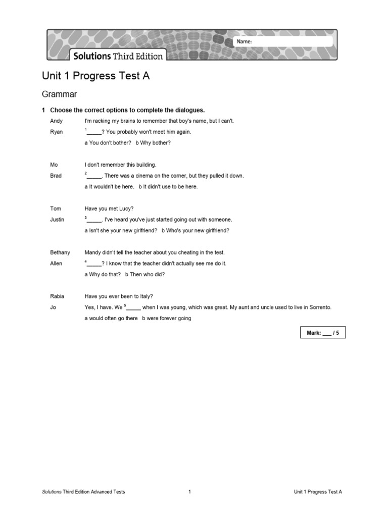 Unit 1 Progress Test A Solutions | PDF | Jackie Robinson