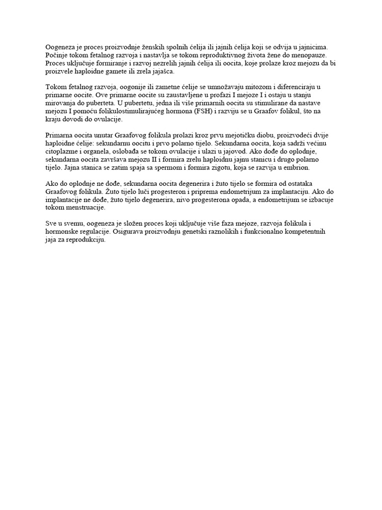 Oogeneza | PDF