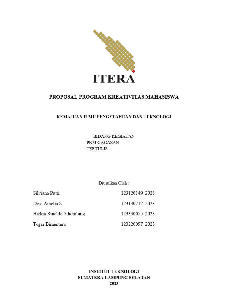 Contoh Cover Proposal PKM 2023 | PDF | Hukum