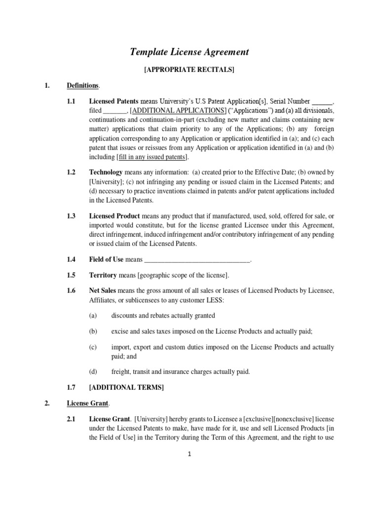 Image 1 for Intellectual Property License Agreement Template