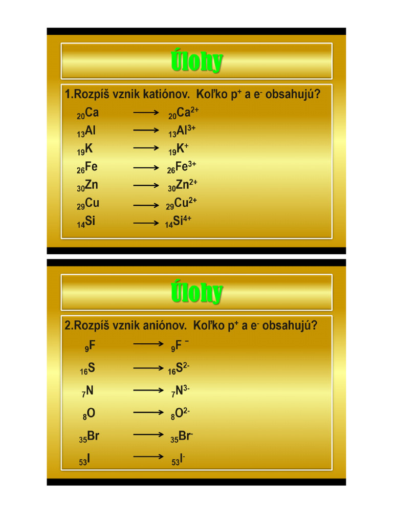 Vznik Kationov a Anionov | PDF
