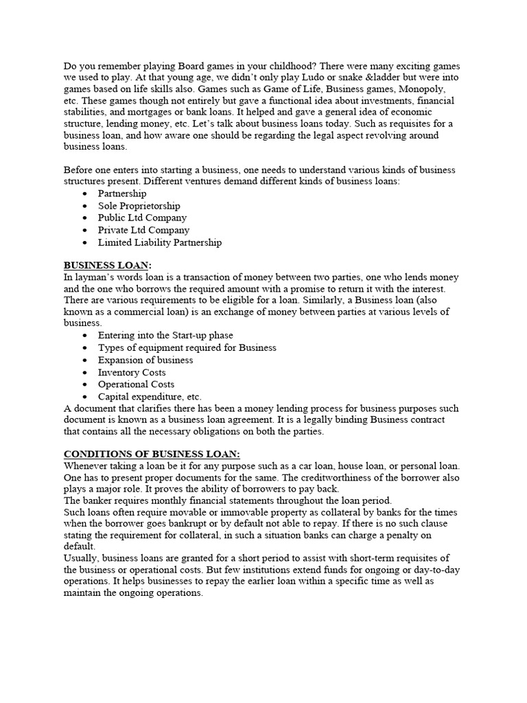 Understanding Business Loans and Regulations | PDF | Finance & Money ...