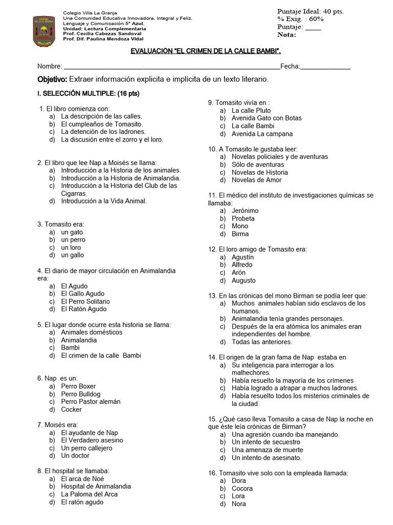 Ev El Crimen De La Calle Bambi Pdf