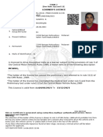 Learner'S Licence: Form 3 (See Rule 3 (A) and 13)