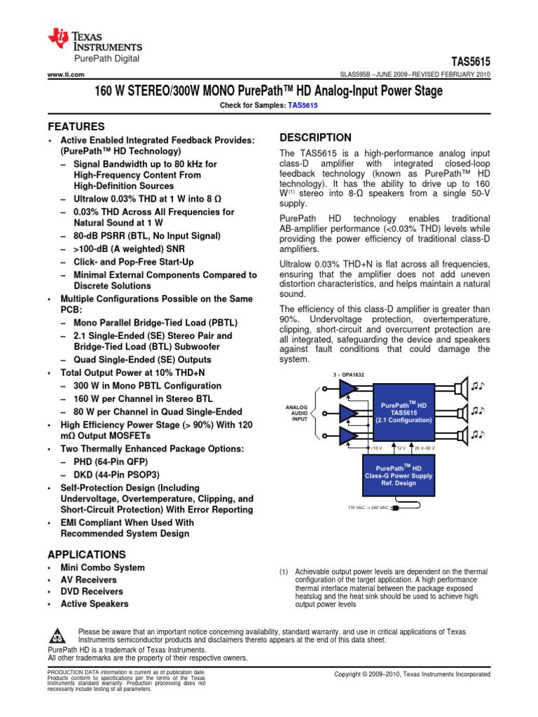 Tas 5615 | PDF | Amplifier | Electrostatic Discharge