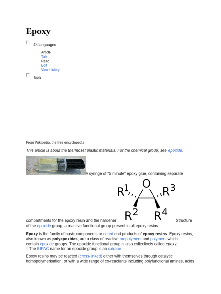 Epoxy Resins: Uses, Risks, and Chemistry | PDF | Home & Garden ...