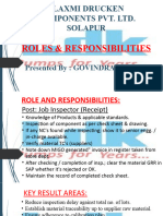 Laxmi Drucken Komponents Pvt. Ltd. Solapur: Roles & Responsibilities