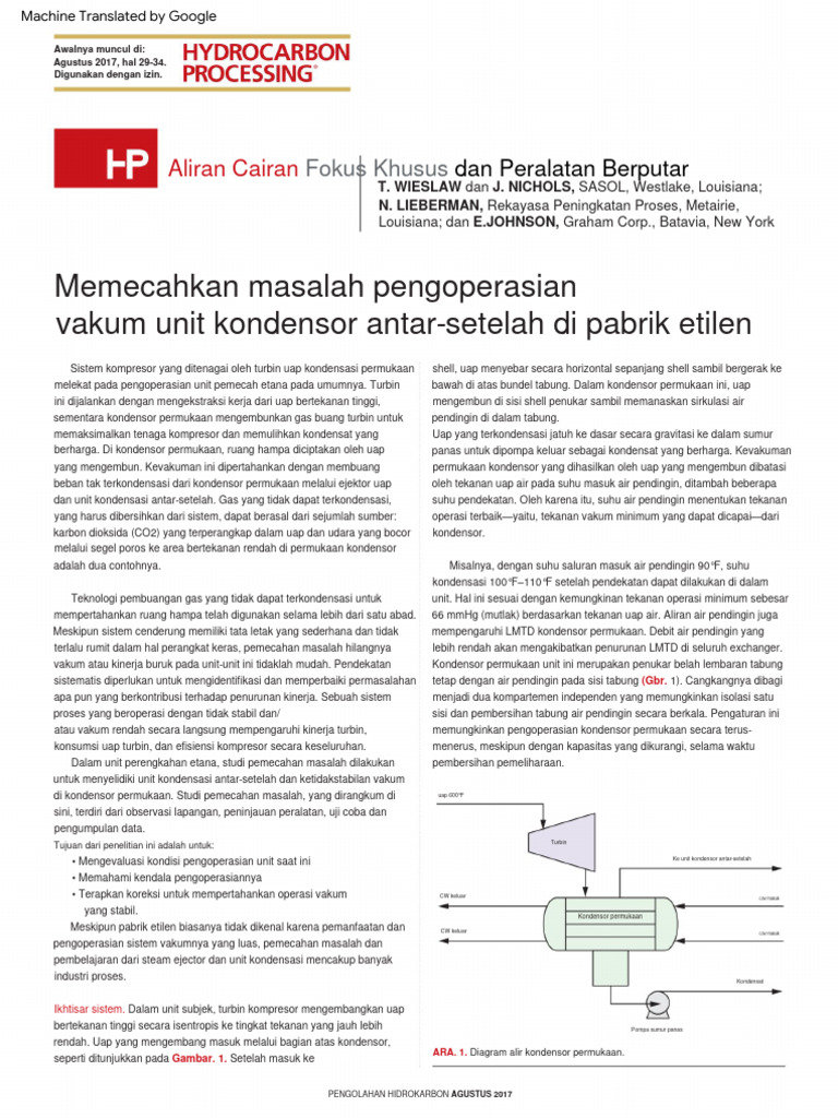 Troubleshooting Vacuum Operation InterAfter Condenser in Ethylene