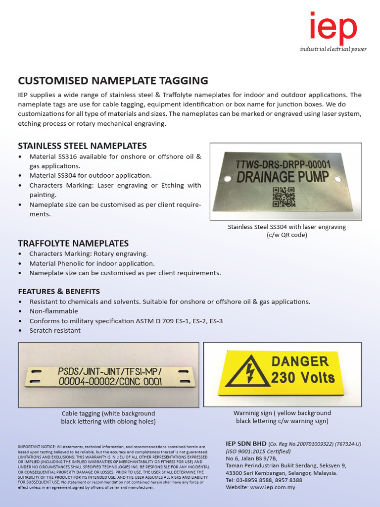 Customised Nameplates Tagging | PDF | Stainless Steel | Materials