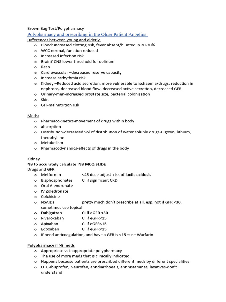 Brown Bag Test Polypharmacy PDF
