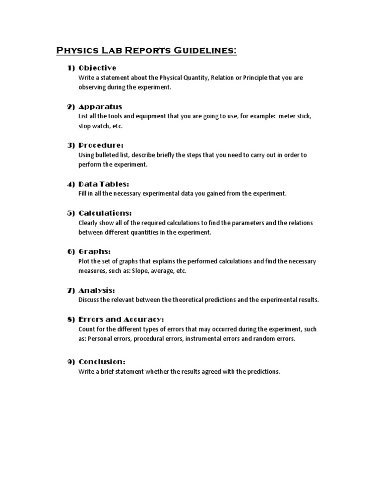 Physics Lab Reports Guidelines | PDF | Teaching Methods & Materials