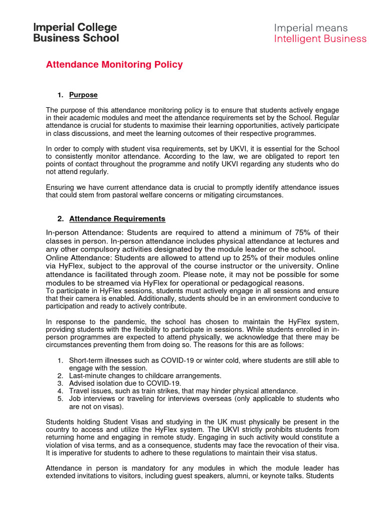 Attendance Monitoring Policy PDF Mobile App Travel Visa