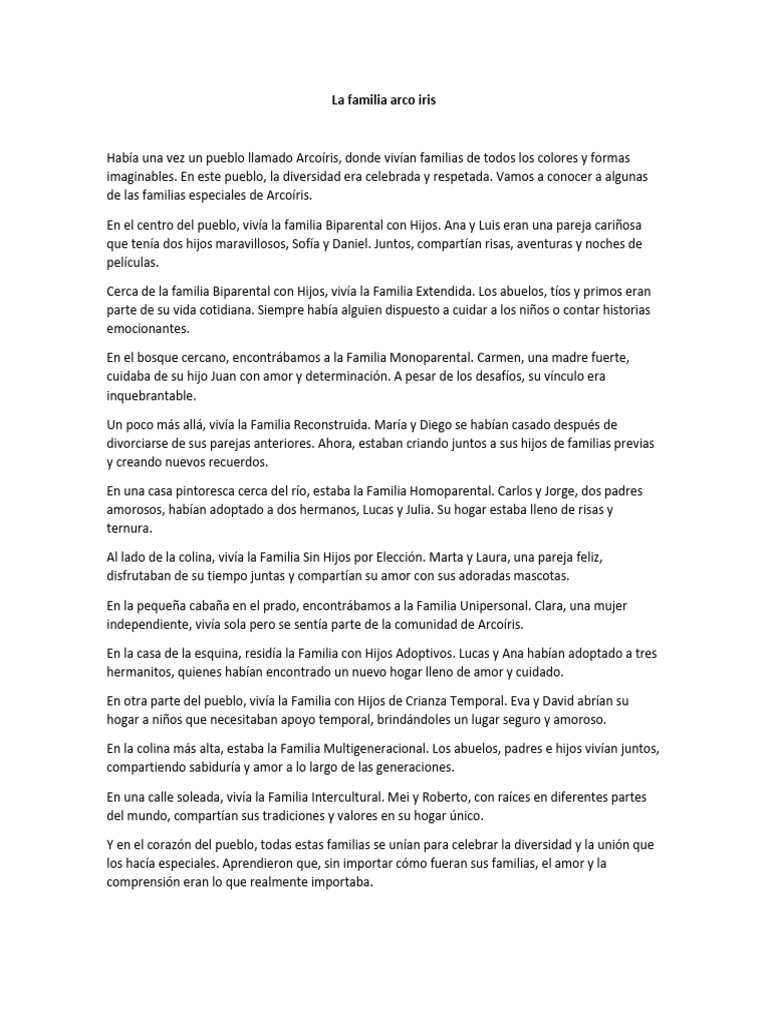 La Familia Arco Iris Cuento Sandra | PDF | Amor