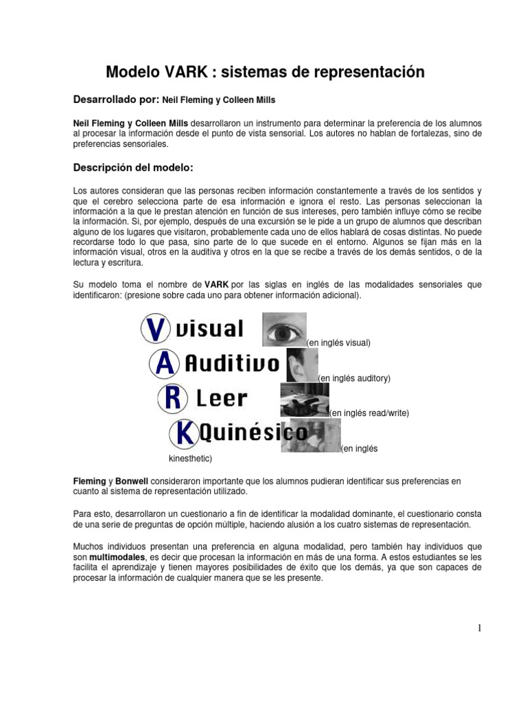 Modelo VARK y Estilos de Aprendizaje | PDF | Aprendizaje | Aprendiendo ...
