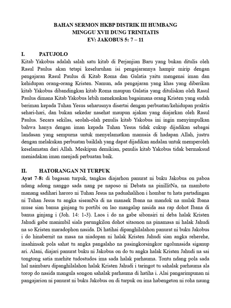 Bahan Sermon HKBP Distrik III Humbang PDF