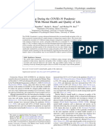 Coping During The COVID-19 Pandemic-Relations With Mental Health and Quality of Life