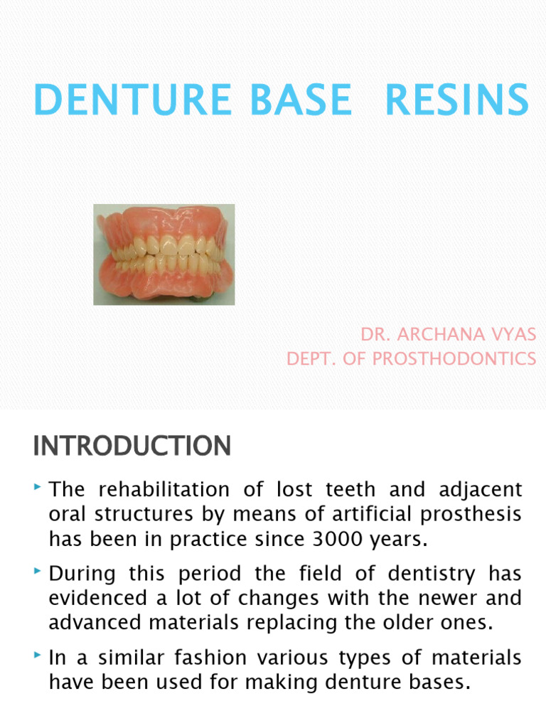 Denture Base Resins 03 PDF Poly(Methyl Methacrylate) Dentures