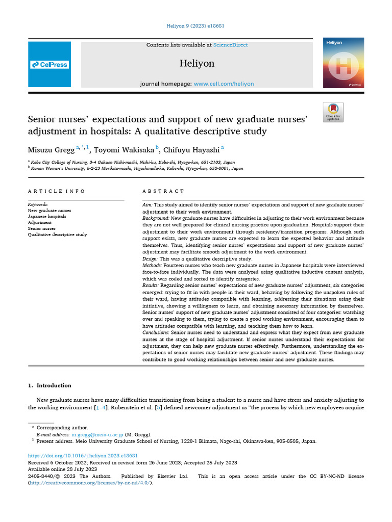Senior Nurses' Support for New Graduates | PDF | Nursing | Attitude ...